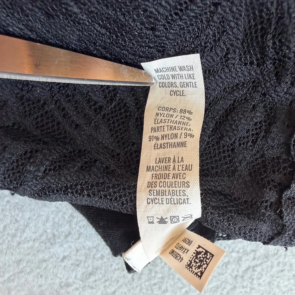 Aerie Firework Lace Padded Halter Bralette Crop Top Floral Romantic Medium Black